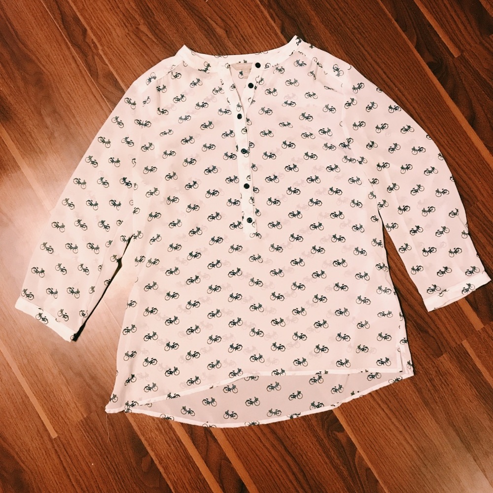 Sheer Kate Spade-Esque Quarter Sleeve Blouse